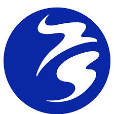Logo of the Deltares Institute. Royal blue circle with two white abstract shapes inside