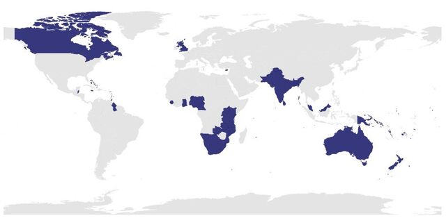 Map showing the countries of The Commonwealth